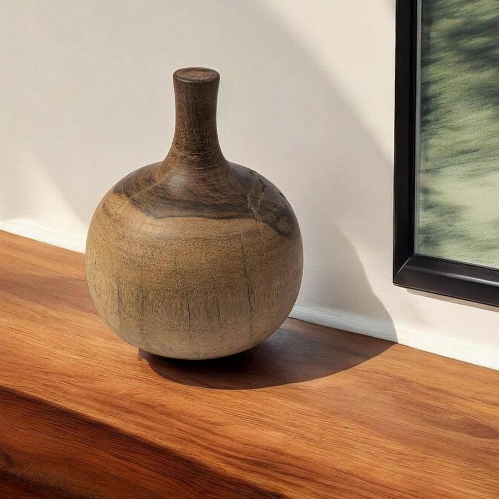 Afra Large Solid Wood Vase Shaped Decorative Object