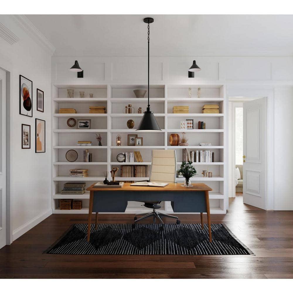 Progress Lighting Hinton 1-Light Pendant, Matte Black, Cone Shade