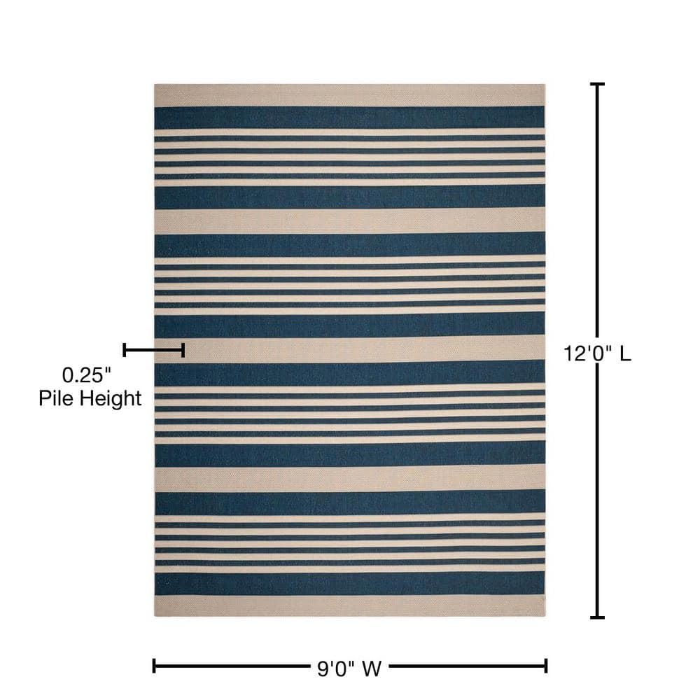 Courtyard CY6062 Power Loomed Indoor/Outdoor Area Rug - Navy/Beige - 8'9"x11'9" - Safavieh.