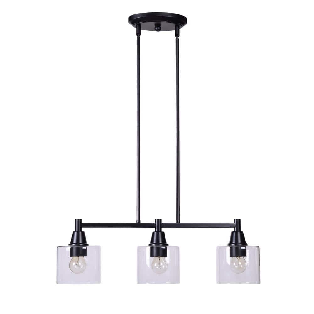 Hampton Bay Oron Black Linear Island Pendant Hanging Light, Kitchen Lighting