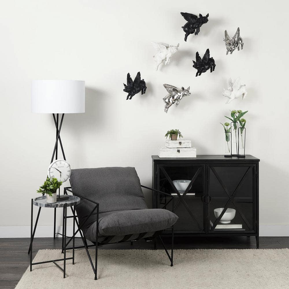 Poppy Black Iron Glass Paneled Distressed Sideboard with Storage