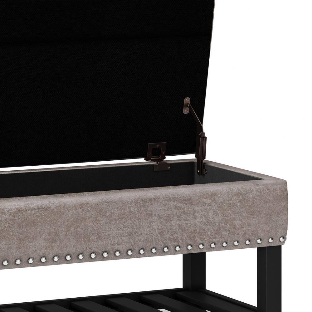 Simpli Home Lomond 44"W Tufted Ottoman Bench with Solid Wood Frame