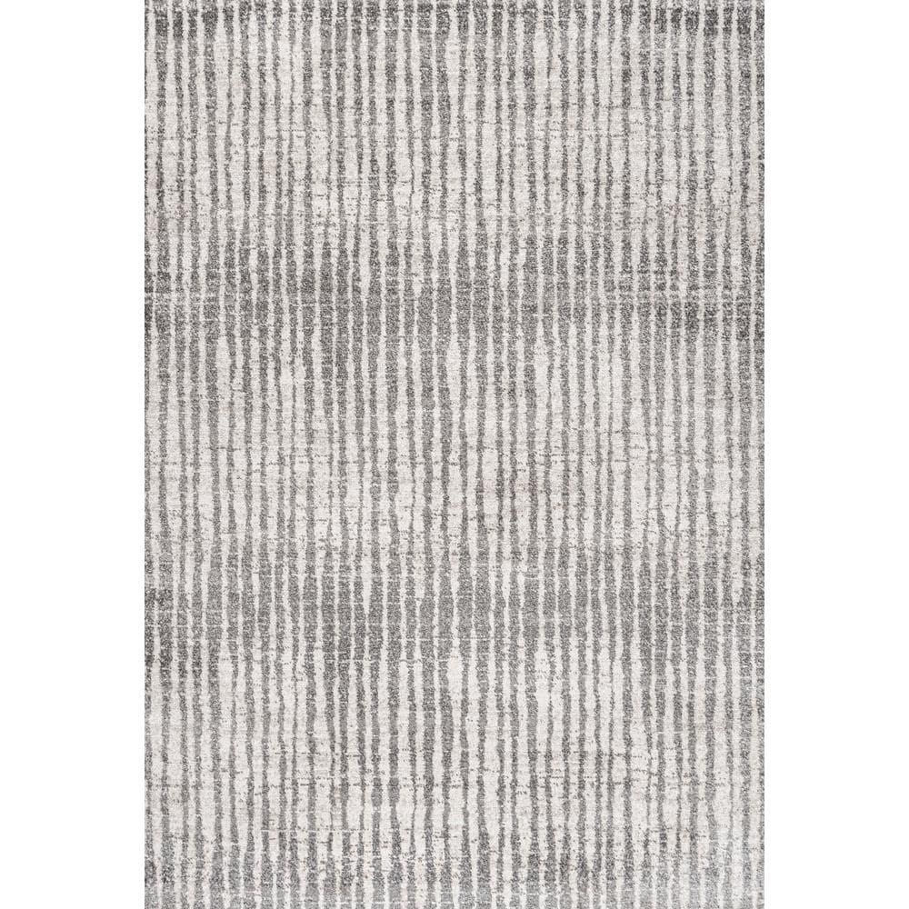 4'x6' Skoura Modern Bold Stripe Area Rug, Beige/Dark Gray - JONATHAN Y