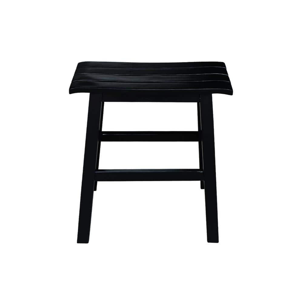 18" Slat Seat Counter Height Barstool Black - International Concepts: Rubberwood, Backless
