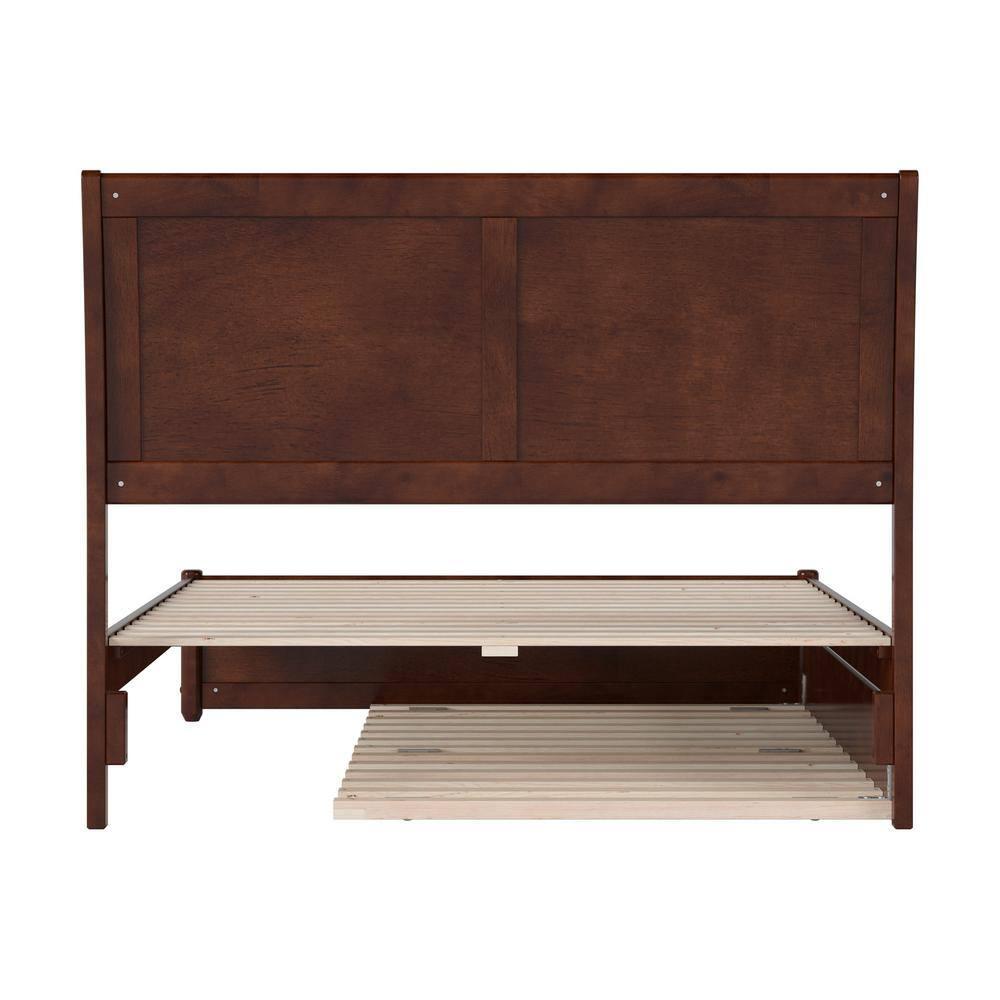 AFI, Andorra Full Platform Bed with Panel Footboard and Twin Trundle, Walnut