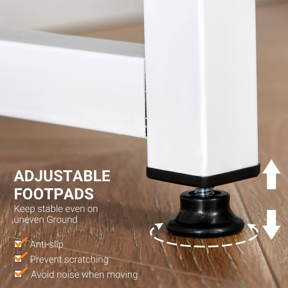 HOMCOM L-Shaped Computer Desk Home Office Corner Desk Study Workstation Table with with Wide Desktop, 2 Side Shelves, Steel Frame