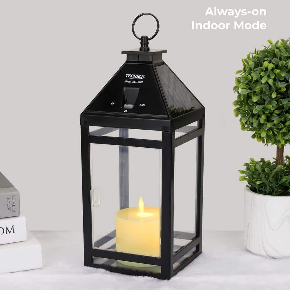 Techko 12.2'' H Tabletop Solar Lantern with Motorized LED Candle Included