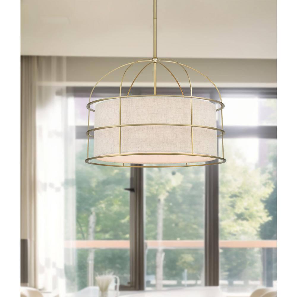 2155-695-Minka Lavery-Gateway Park - 5 Light Convertible Pendant-15 Inches Tall and 20 Inches Wide-Soft Brass Finish