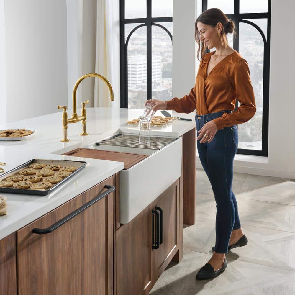 Ruvati 33 inch Fireclay Workstation Farmhouse Kitchen Sink Apron Front Single Bowl