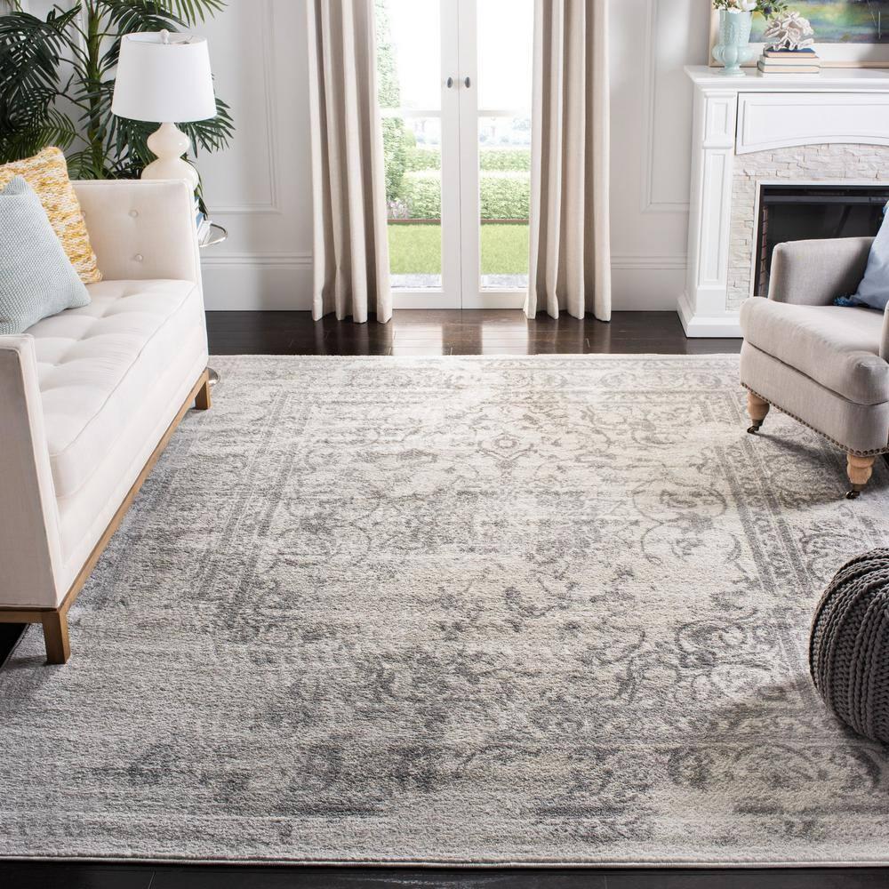 Adirondack ADR101 Power Loomed Area Rug - Ivory/Silver - 8'x8' - Safavieh.