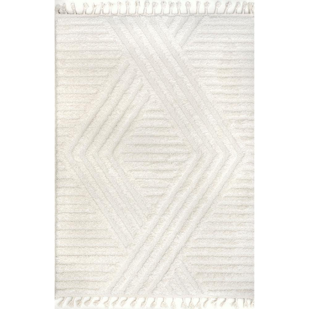 Nuloom Risette Solid 8x10 Shag Indoor Area Rug for Living Room Bedroom Dining Room Nursery Kitchen, Ivory