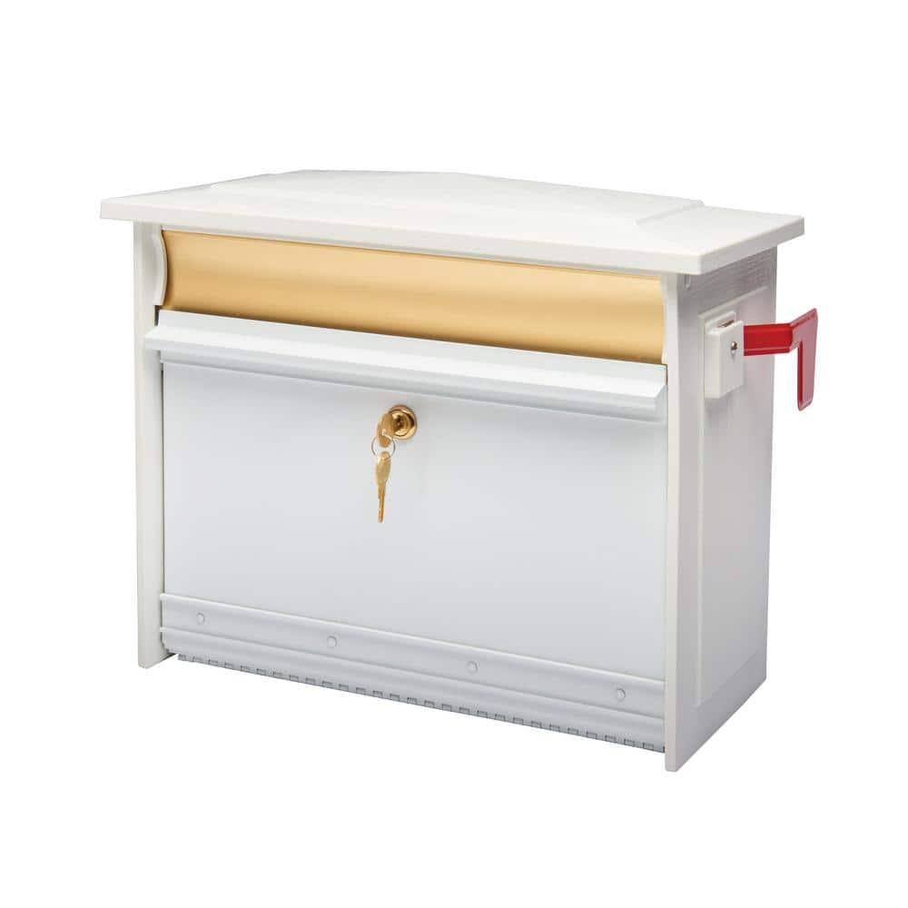 Architectural Mailboxes Mailsafe Locking, Plastic, Medium, Wall-Mount Mailbox in White