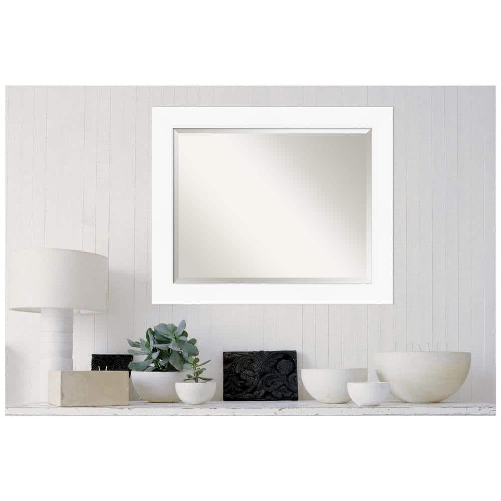 Amanti Art Beveled Bathroom Wall Mirror - Cabinet White Frame Outer Size: 33 x 27 in