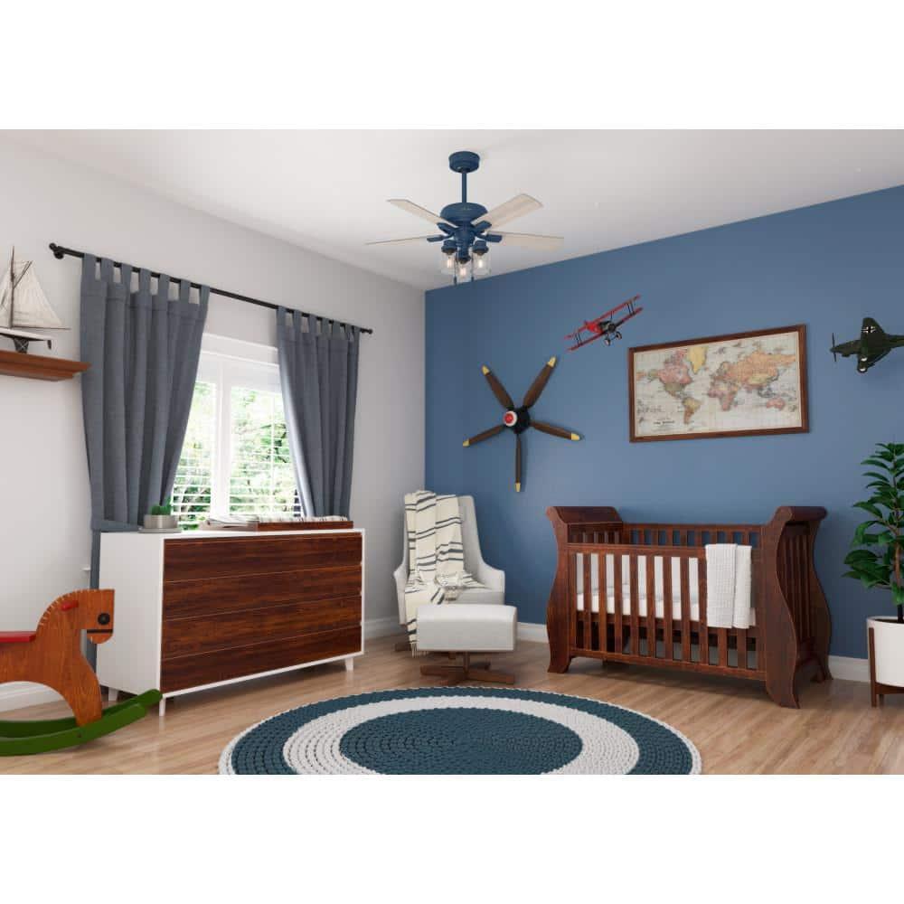 44" Hartland 5 - Blade Modern Farmhouse Indoor Ceiling Fan with Lights and Pull Chains