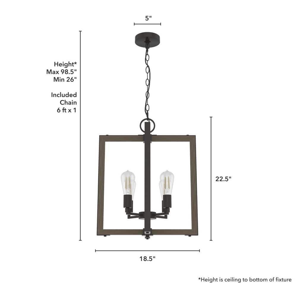 Hunter Fan Woodburn 4 Light 18 Inch Pendant Ceiling Light Fixture