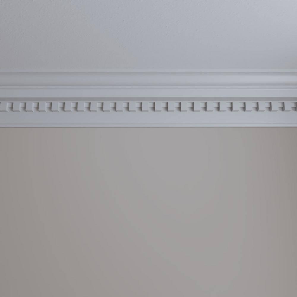 Ekena Millwork SAMPLE - Endurathane Dentil Crown Moulding, 6 3/4"H x 4 3/4"P x 8 3/8"F x 12"L, Factory Primed