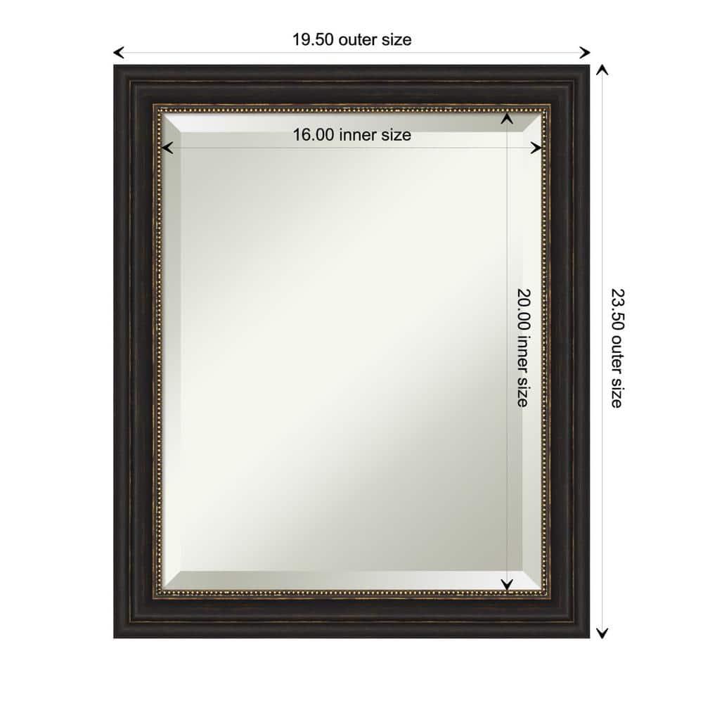 Amanti Art Accent Bronze Narrow Beveled Wood Wall Mirror 23.5 x 19.5 in.