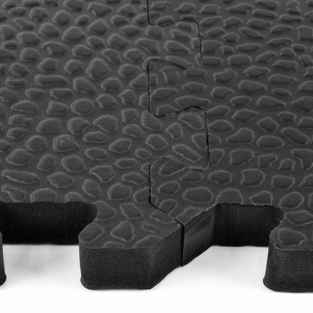 Greatmats Gym Floor Pebble Top Interlocking Foam Tiles Black 10 Pack 2 ft. x 2 ft. x 3/4 in.