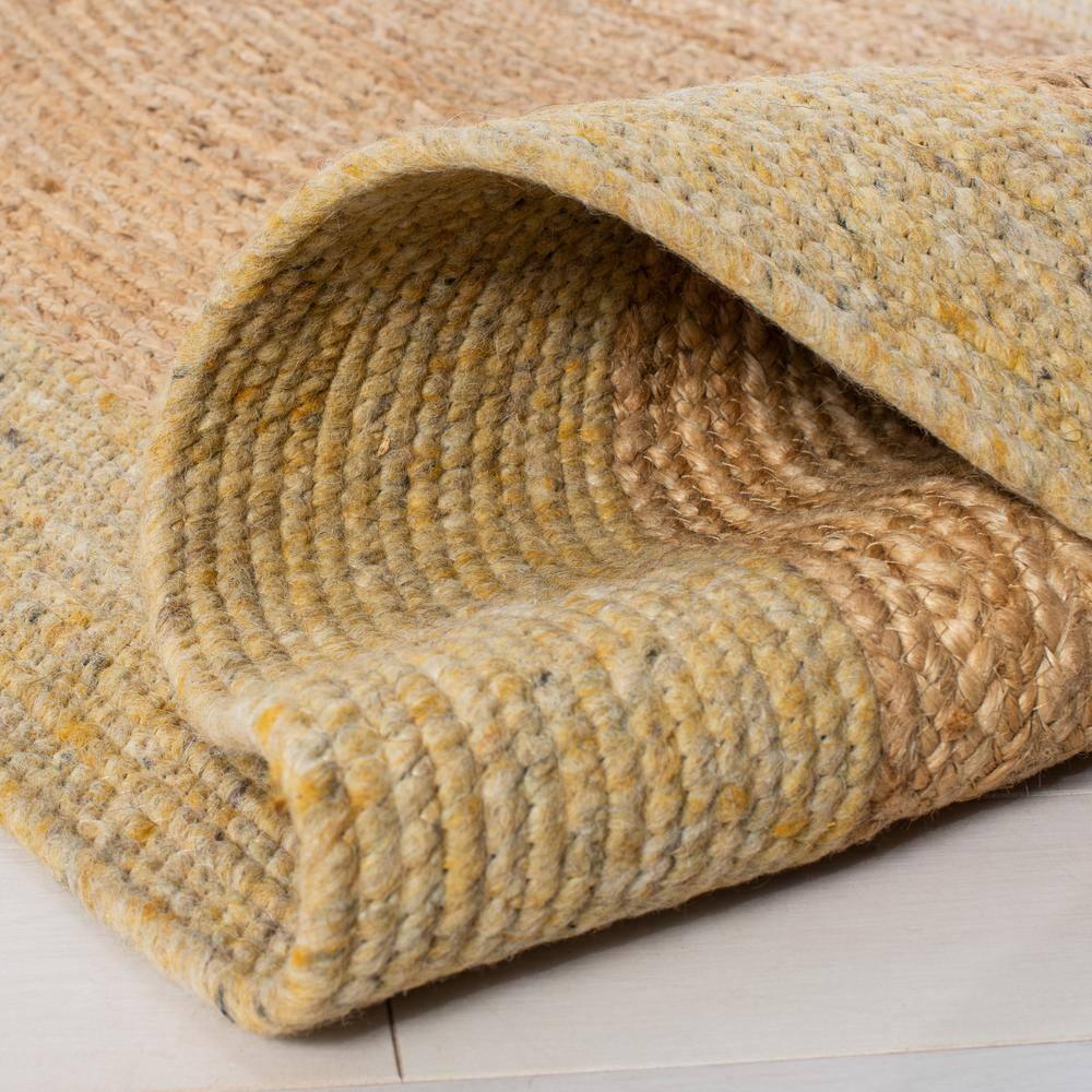 Braided BRD910 Hand Woven Indoor Accent Rug - Gold/Natural - 3' Round - Safavieh