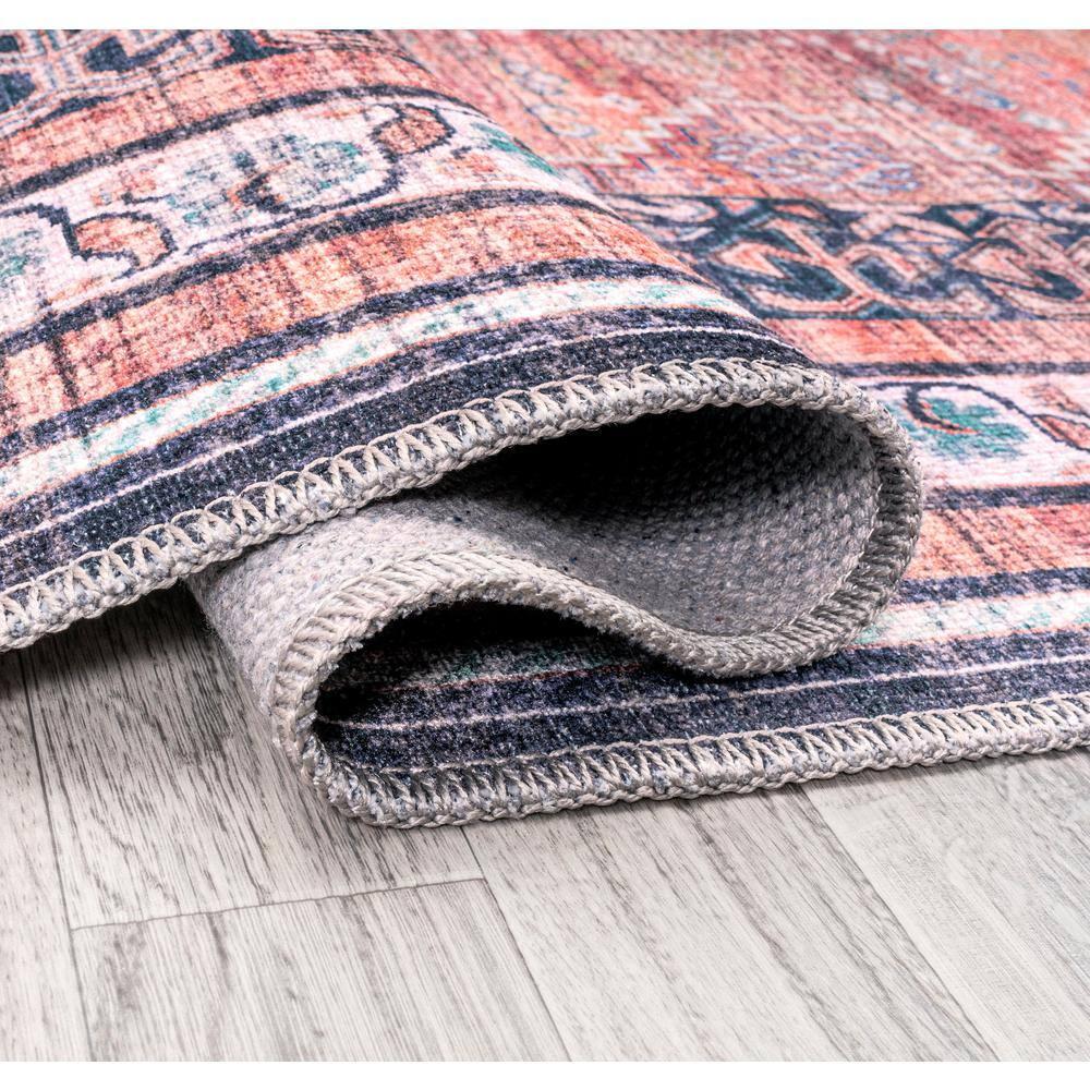 4' x 6' Dalyan Geometric Medallions Machine Washable Indoor/Outdoor Area Rug, Terra/Navy - JONATHAN Y