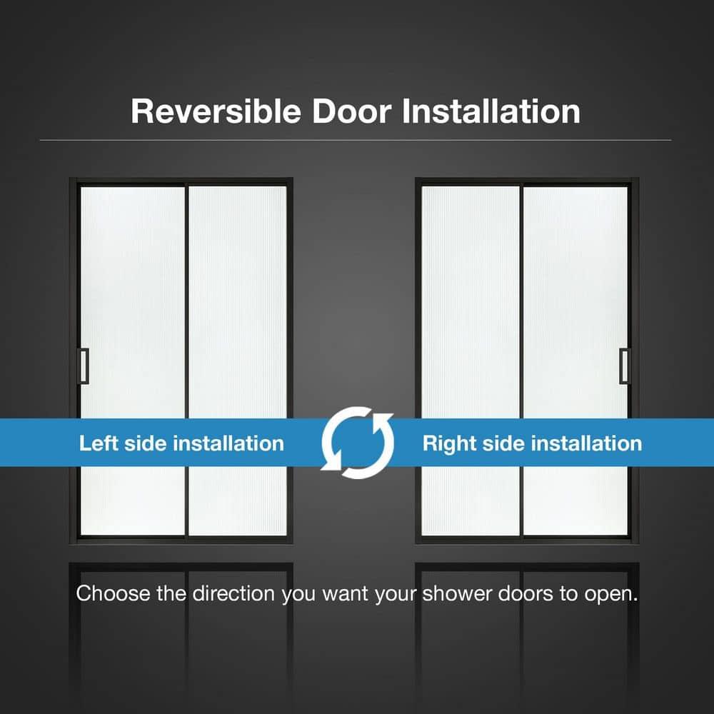 Ove Decors Stanford 48 In. W X 74 In. H Sliding Fluted Straight Alcove Shower Door