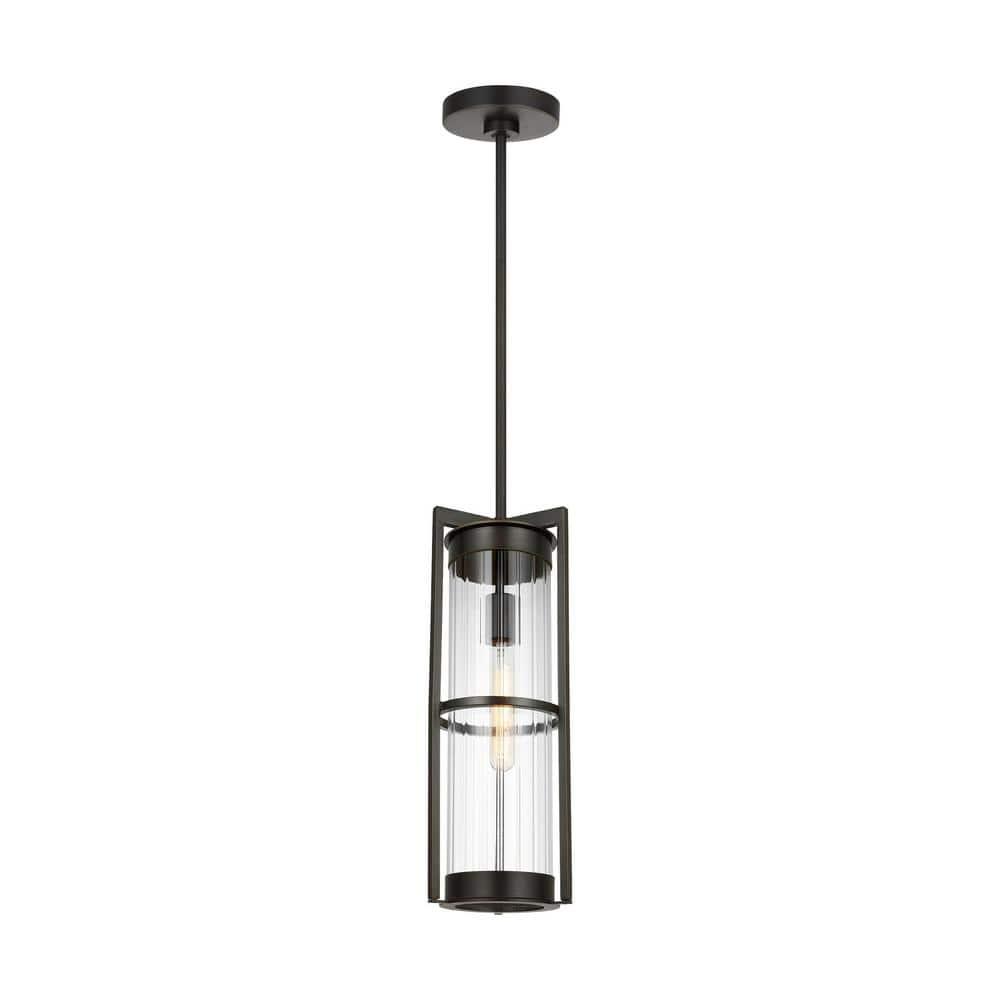Antique Bronze 61.5" Outdoor Pendant with Clear Fluted Glass Shade