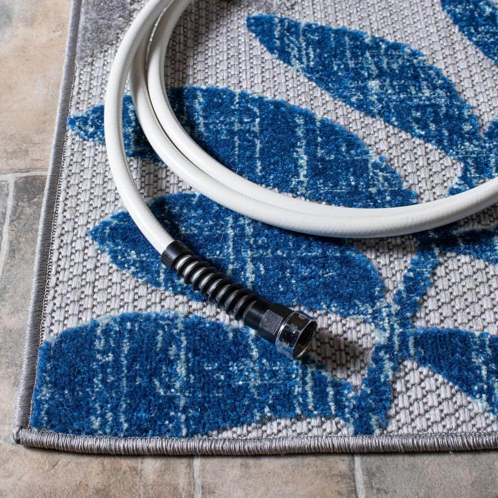 Cabana CBN814 Power Loomed Indoor and Outdoor Area Rug - Grey/Blue - 6'7"x6'7" - Safavieh.