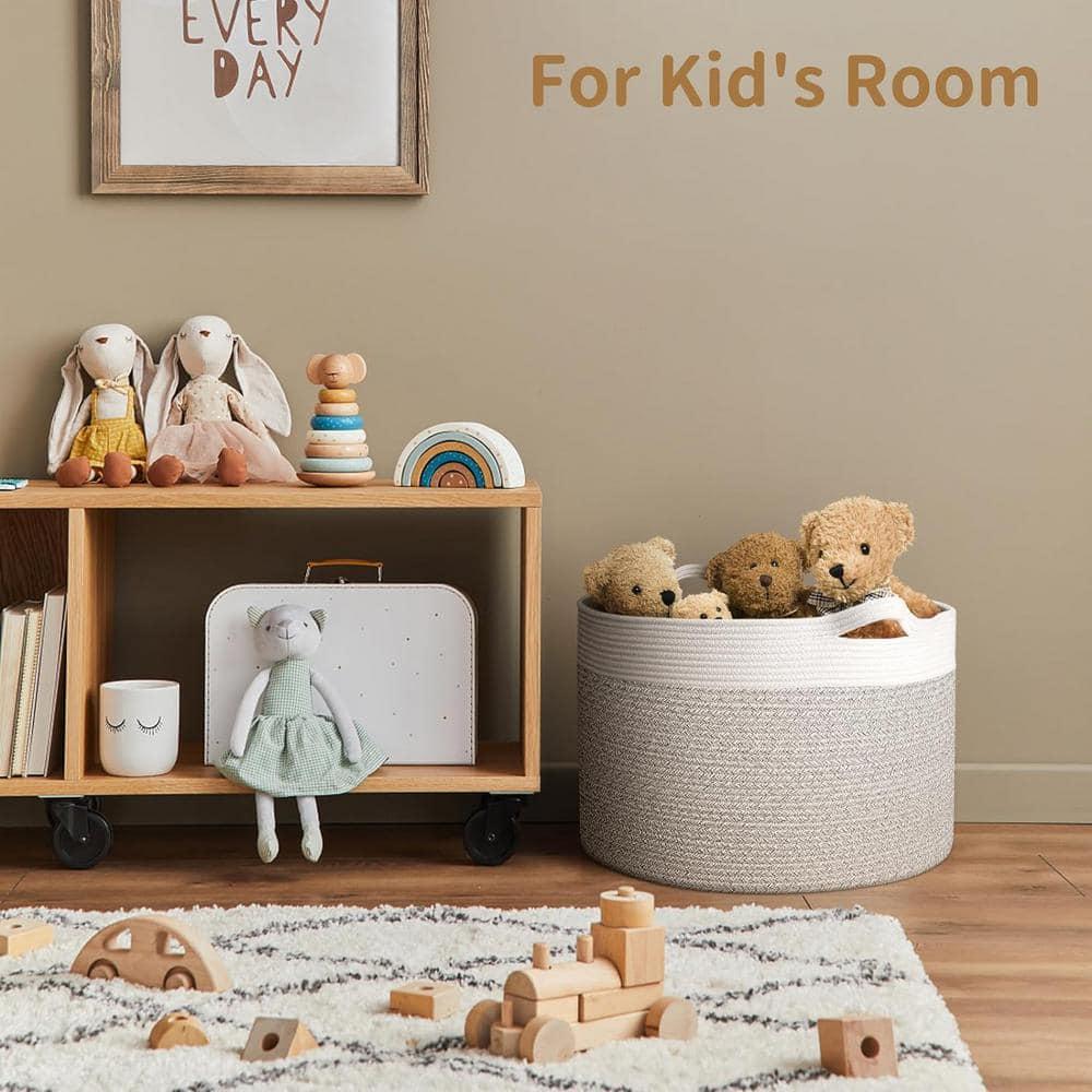 AivaToba Cotton Rope Basket, 22” x 14” Blanket Basket for Living Room, Woven Baby Laundry Baskets with Handles for Toys, Storage, XXXLarge Basket for Organizing