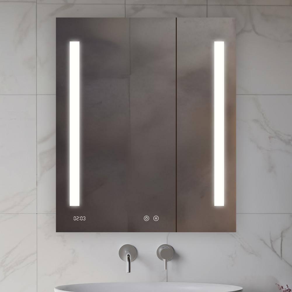 AQUADOM AQUADOM Signature Royale LED Medicine Cabinet with Defogger, Electrical Outlets, Digital Clock, Dimmer, Adjustable LED 3X Magnifying Mirror