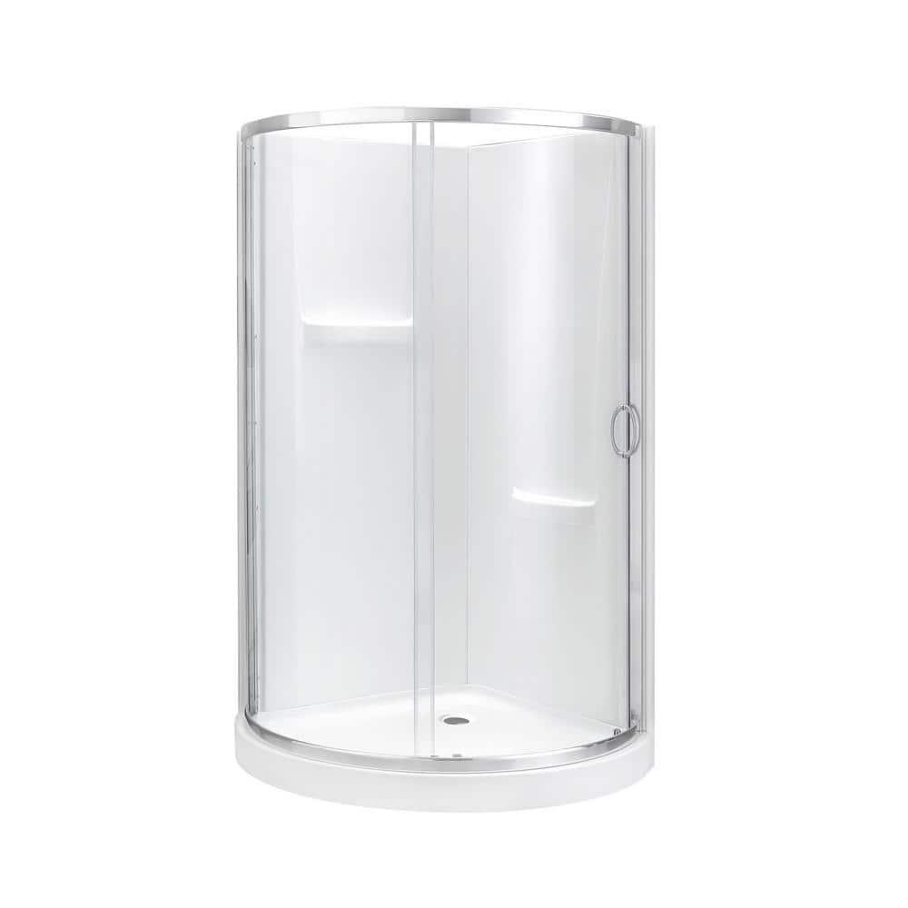 OVE Decors Breeze 44 in. Round Shower Kit w/ Clear, Base, Wall