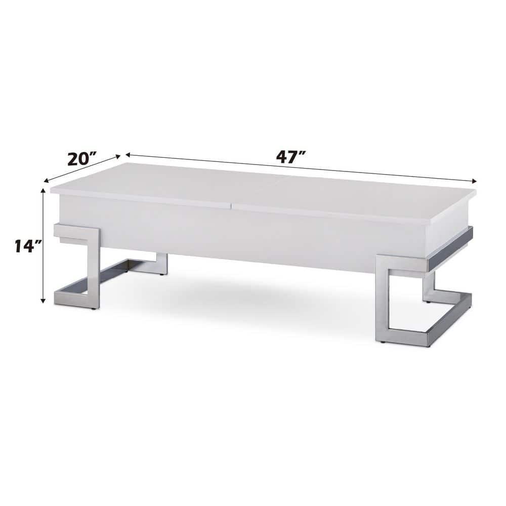 Wooden Coffee Table With Lift Top Storage Space White - Saltoro Sherpi