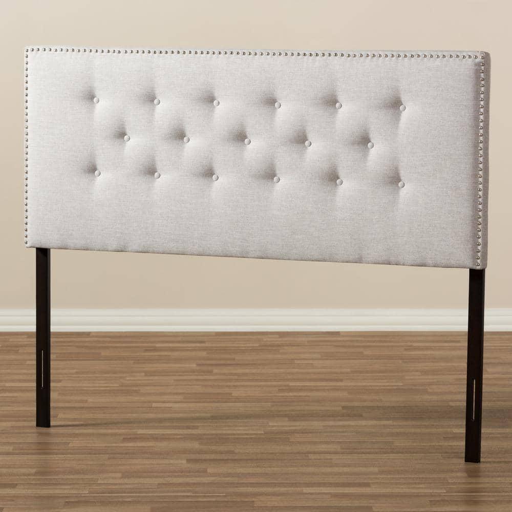 Baxton Studio Windsor Modern and Contemporary Greyish Beige Fabric Upholstered King Size Headboard,Wholesale Interiors