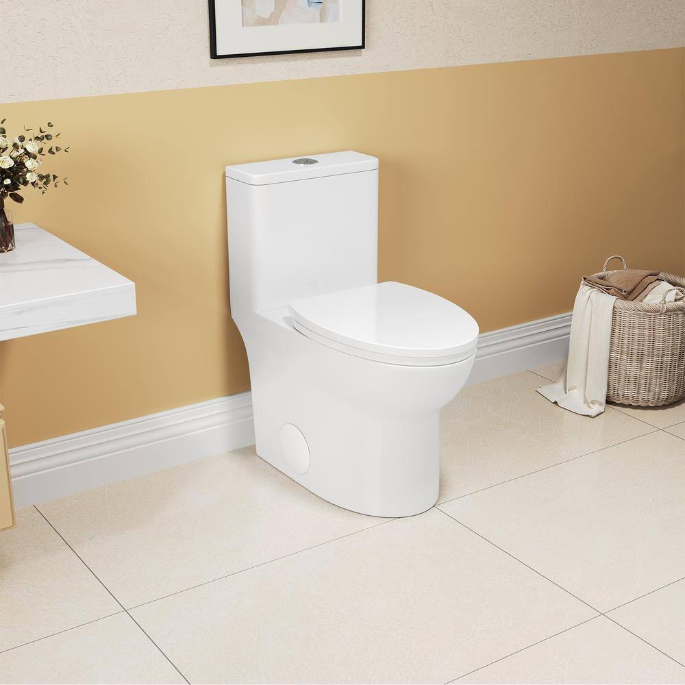 1.1/1.6 GPF Elongated Comfort Height Floor Mounted One-Piece Toilet, CUPC Certified, Watersense Cetified, Ceramic, White Color, Soft Close Seat T039WT