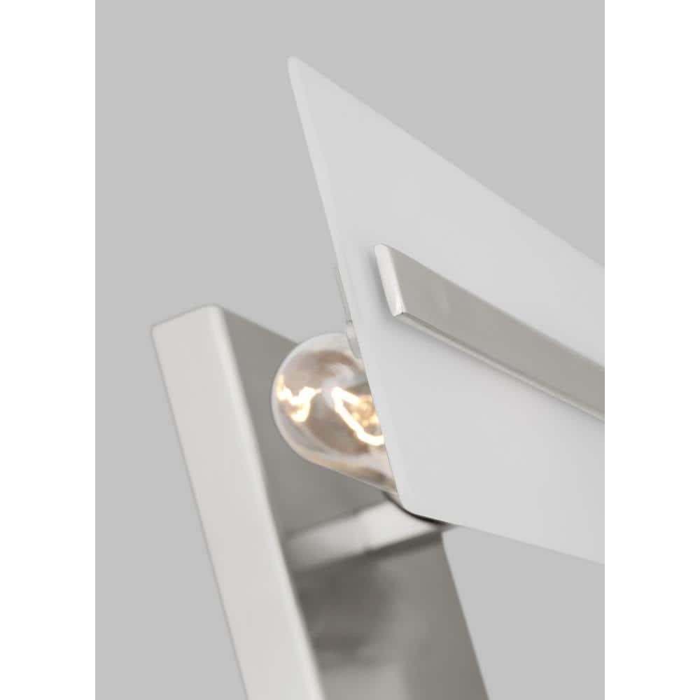 Modern Brushed Nickel 2-Light Bath Vanity with Satin Etched Glass