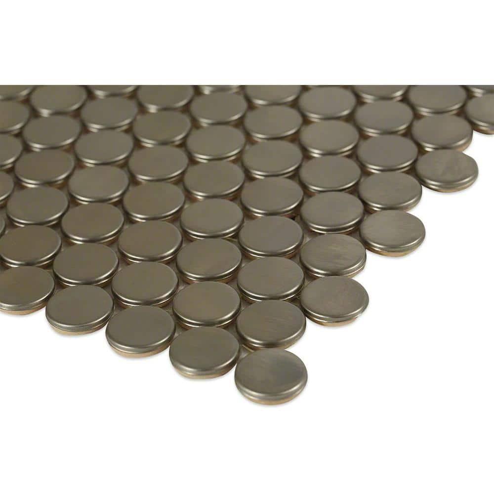 Stainless Steel 0.75" x 0.75" Stainless Steel Penny Round Mosaic Wall Tile