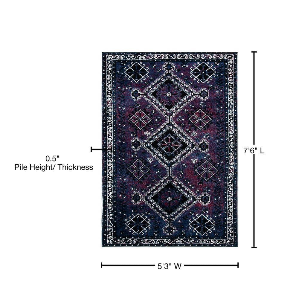 SAFAVIEH Vintage Hamadan Blathnaid Oriental Area Rug, Purple/Black, 5'3" x 7'6"