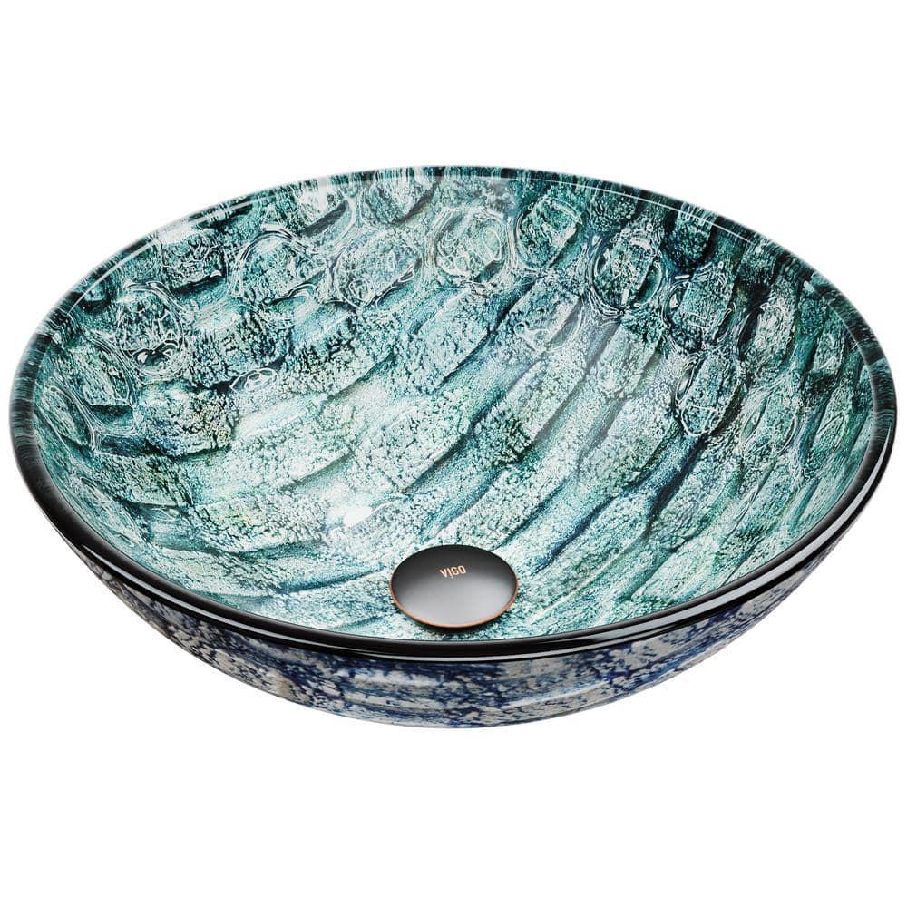 Russet Glass 17" L 17" W 6" H Round Vessel Bathroom Sink