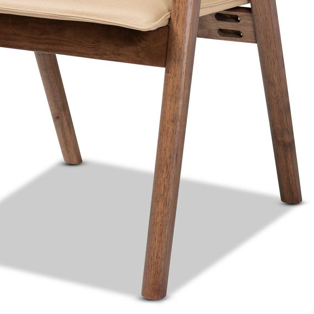 Elegant Beige Cane-Wood High Arm Chair with Button-Tufted Detail