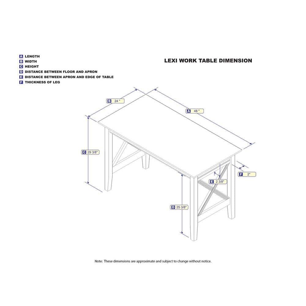 AFI 48" Lexi Solid Wood X Design Home Office, Gaming, Writing, Desk with Charger in White