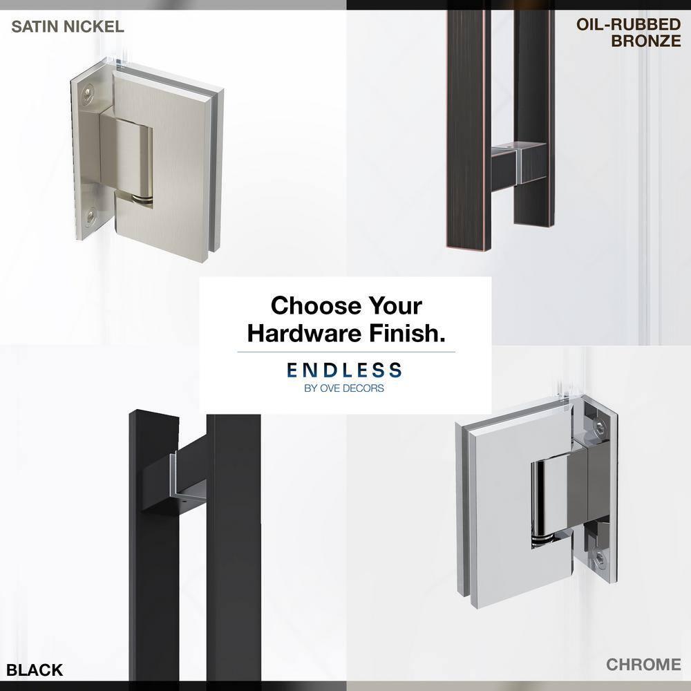 Ove Decors Endless Tampa-Pro 60" W x 72" H Alcove Frameless Shower Kit, Door, Panel, Base TP0180190