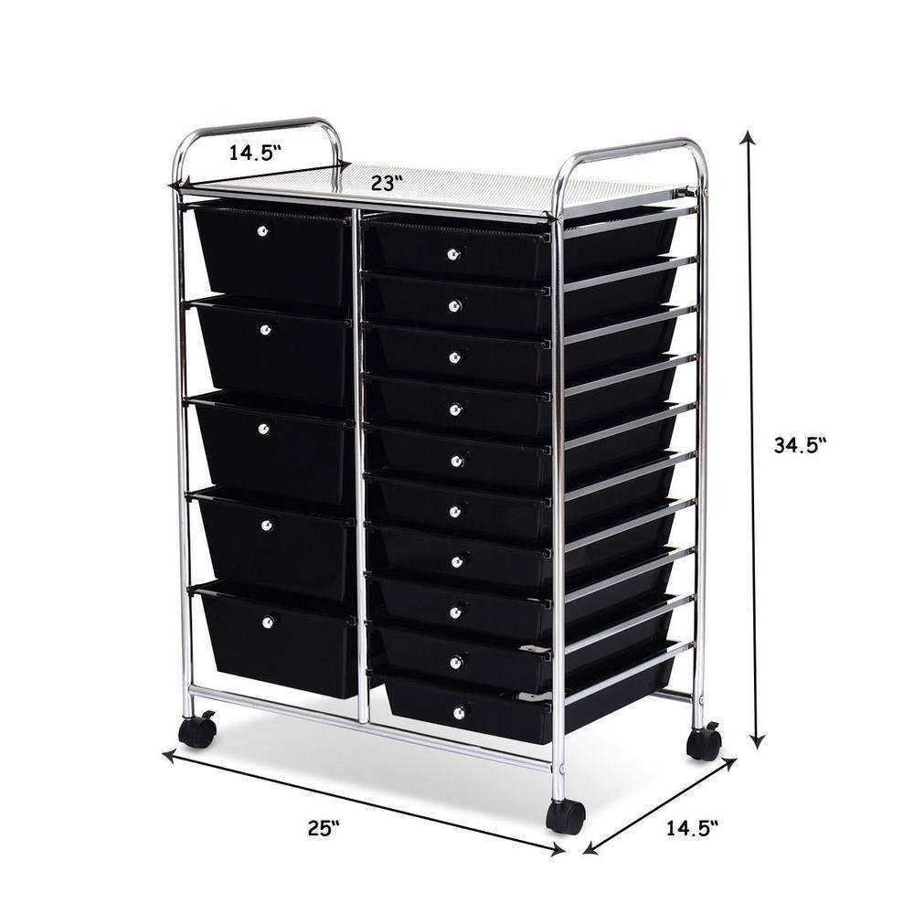 15-Drawer Utility Rolling Organizer Cart Multi-Use Storage