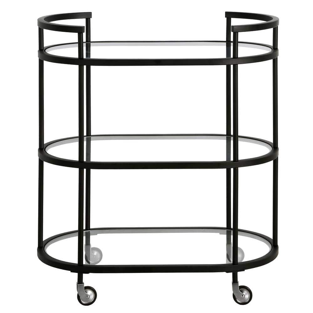 Henn&Hart 30" Blackened Bronze Metal/Glass Bar Cart