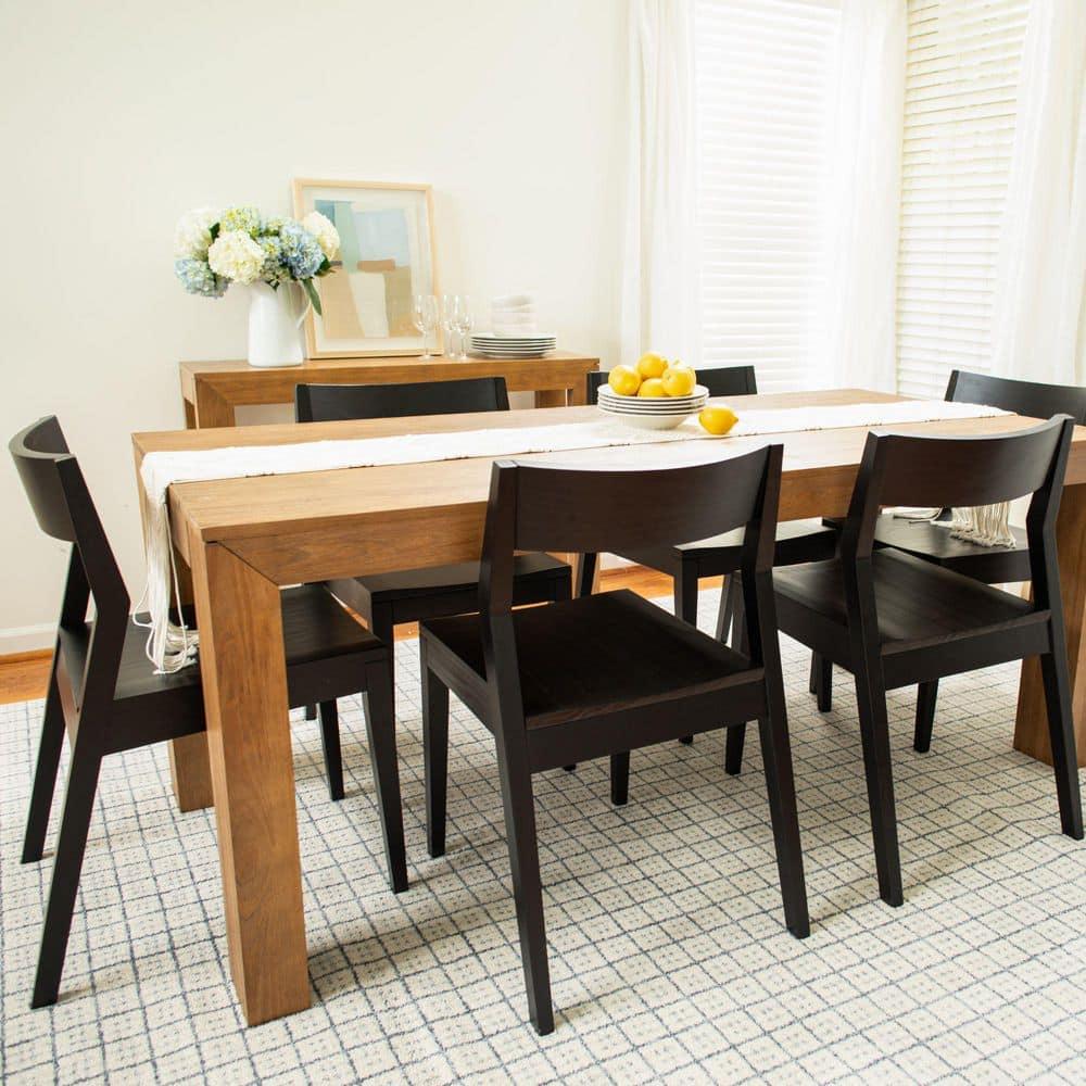 Plank+Beam Modern Dining Chair Set of 2, Solid Wood Chairs for Kitchen, Office, Living Room