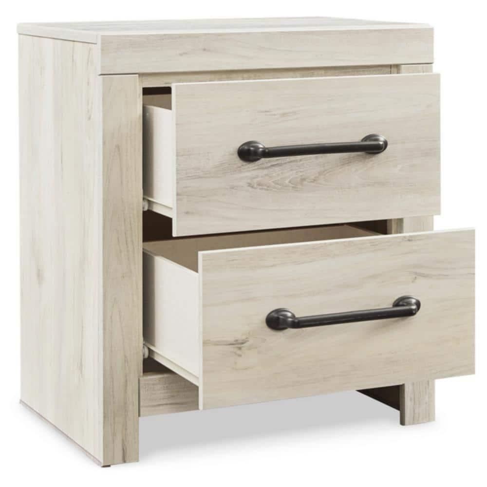 Cambeck Nightstand White - Signature Design by Ashley: Industrial Style Bedside Table with USB Ports & Storage