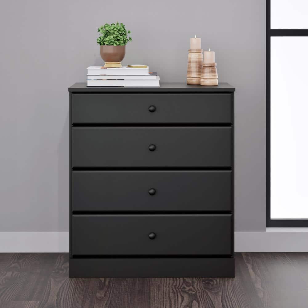 Prepac 4 Drawers Astrid Dresser Black: Wood Composite Frame, 36.25" High, Bedroom Storage
