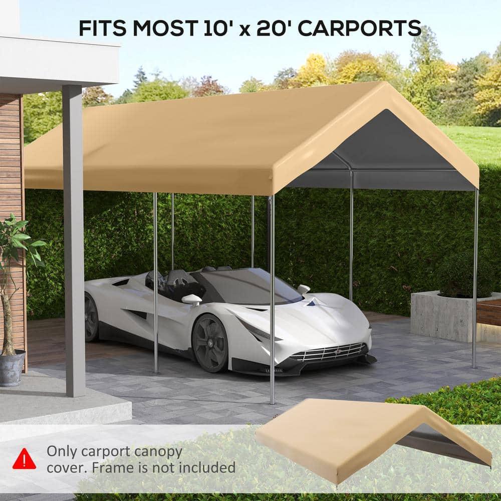 10' x 20' Beige Waterproof UV Protected Carport Canopy Cover