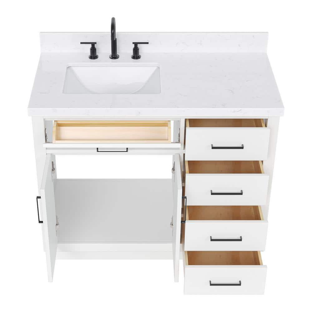 Ariel T042slcqrvo Hepburn 42" Free Standing Single Basin Vanity Set - White