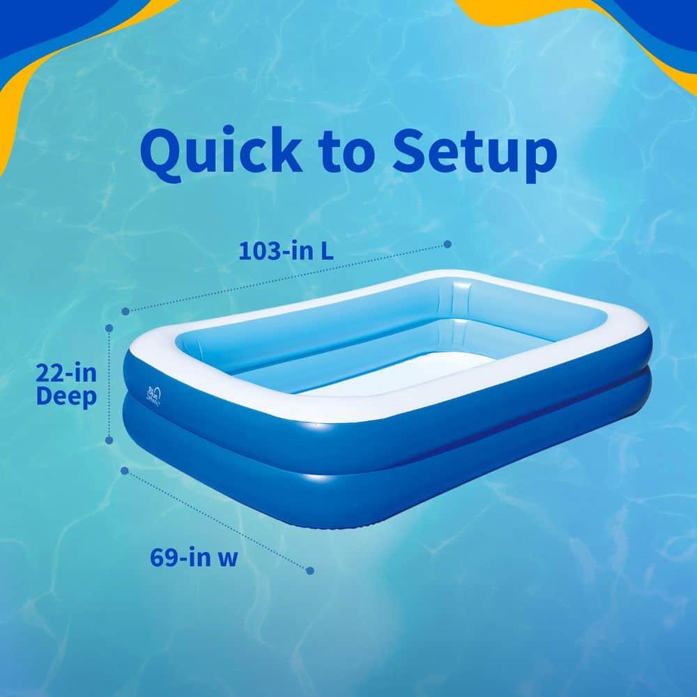 Blue Wave Products Inflatable 103-in x 69-in x 22-in Deep Rectangular Family Pool with Cover