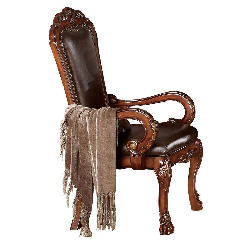 Acme Furniture Dresden Dining Chairs Brown Synthetic Leather/Cherry Oak Finish