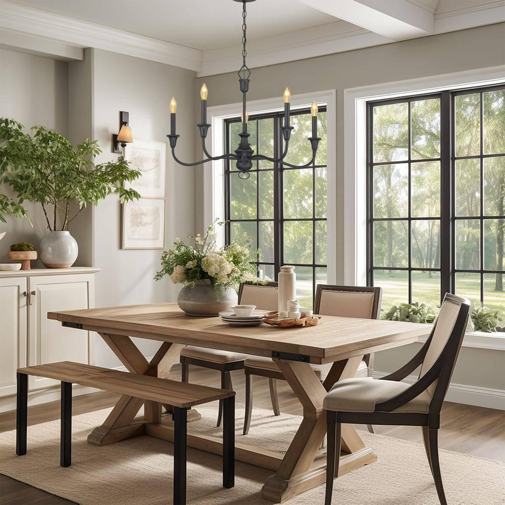 Halifax Textured Black 5-Light Candelabra Chandelier